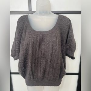 Vintage 2008 Express Mohair Gray Oversize Sweater Fuzzy Short Sleeve Small
